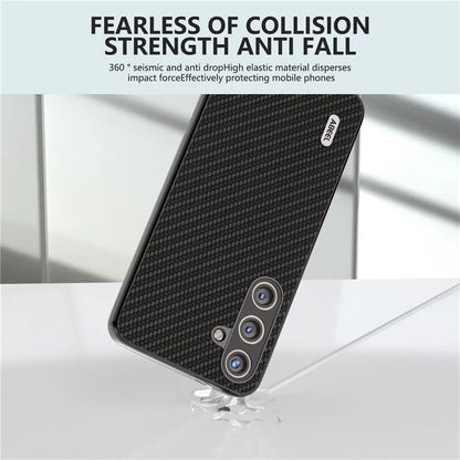 ABEEL for Samsung Galaxy S24 Carbon Fiber Texture Case PU Leather+PC+TPU Protective Phone Cover