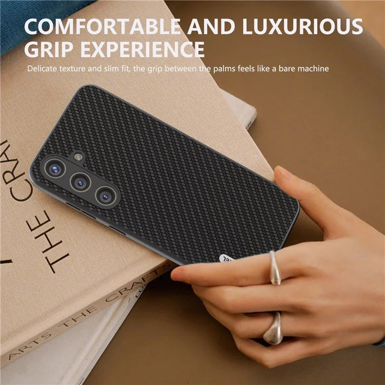 ABEEL for Samsung Galaxy S24 Carbon Fiber Texture Case PU Leather+PC+TPU Protective Phone Cover