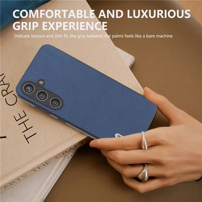 ABEEL For Samsung Galaxy S24 Cowhide Leather Case Soft TPU Hard PC Hybrid Phone Cover