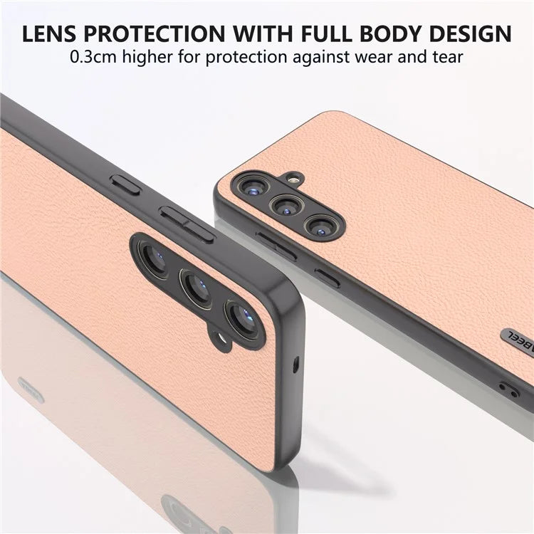 ABEEL For Samsung Galaxy S24 Cowhide Leather Case Soft TPU Hard PC Hybrid Phone Cover
