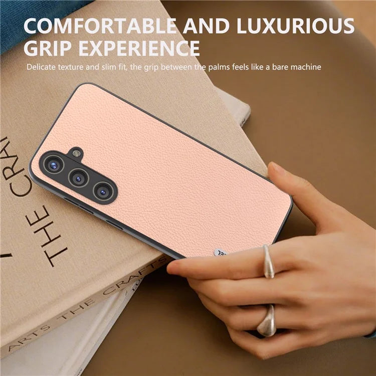 ABEEL For Samsung Galaxy S24 Cowhide Leather Case Soft TPU Hard PC Hybrid Phone Cover