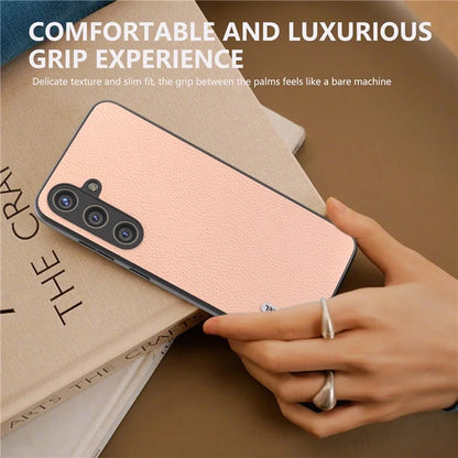ABEEL For Samsung Galaxy S24 Cowhide Leather Case Soft TPU Hard PC Hybrid Phone Cover