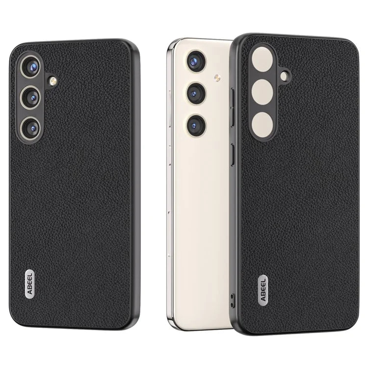 ABEEL For Samsung Galaxy S24 Cowhide Leather Case Soft TPU Hard PC Hybrid Phone Cover