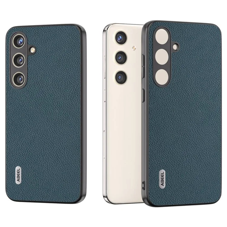 ABEEL For Samsung Galaxy S24 Cowhide Leather Case Soft TPU Hard PC Hybrid Phone Cover
