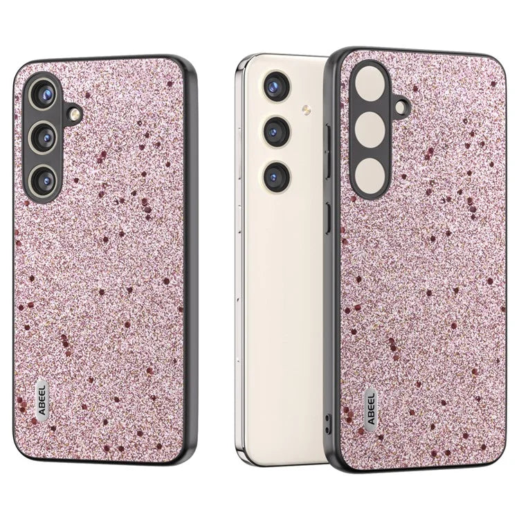 ABEEL For Samsung Galaxy S24 Phone Case Glitter PU Leather Coated TPU+PC Cover