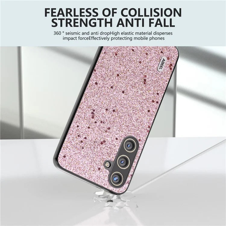 ABEEL For Samsung Galaxy S24 Phone Case Glitter PU Leather Coated TPU+PC Cover