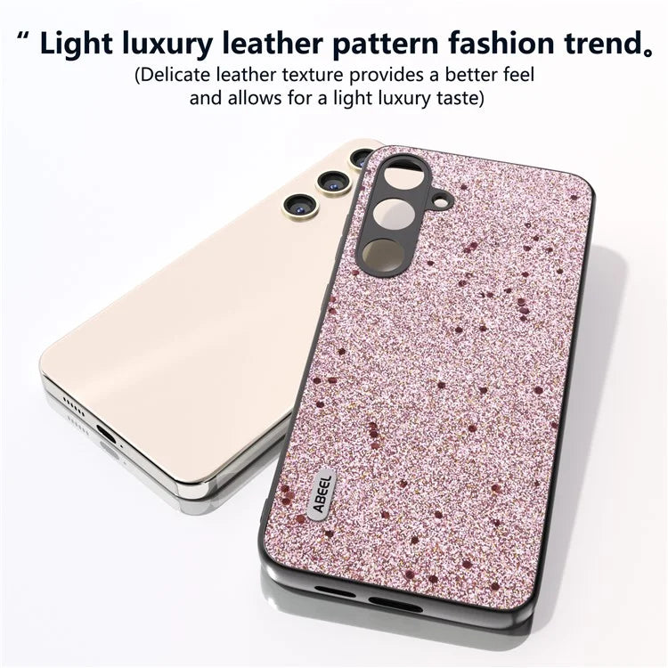 ABEEL For Samsung Galaxy S24 Phone Case Glitter PU Leather Coated TPU+PC Cover