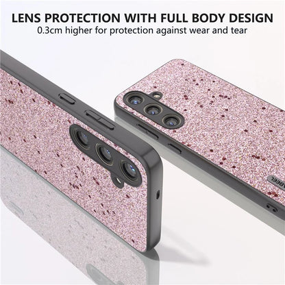 ABEEL For Samsung Galaxy S24 Phone Case Glitter PU Leather Coated TPU+PC Cover