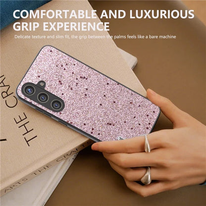 ABEEL For Samsung Galaxy S24 Phone Case Glitter PU Leather Coated TPU+PC Cover