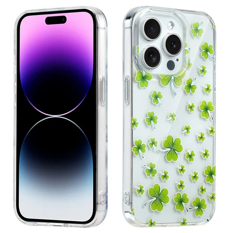 For iPhone 14 Pro Max Clear Phone Case Floral Pattern Printing Phone Cover