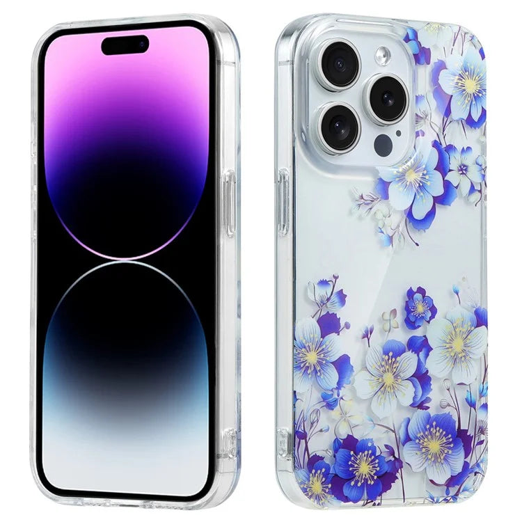 For iPhone 14 Pro Max Clear Phone Case Floral Pattern Printing Phone Cover
