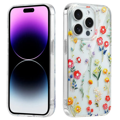 For iPhone 14 Pro Max Clear Phone Case Floral Pattern Printing Phone Cover