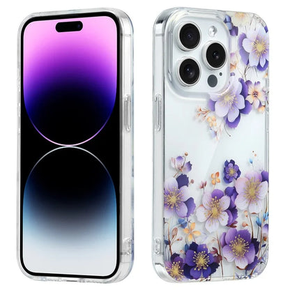 For iPhone 14 Pro Max Clear Phone Case Floral Pattern Printing Phone Cover