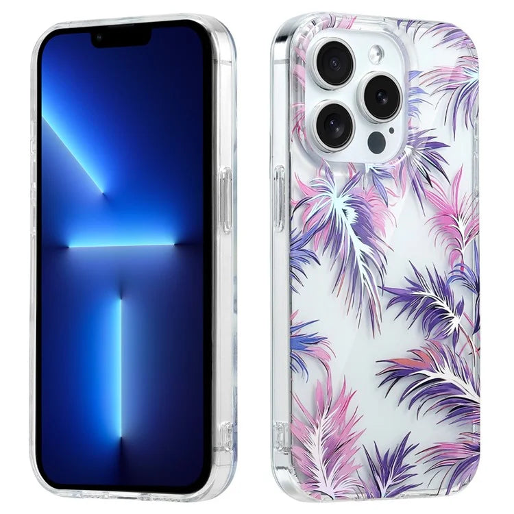 For iPhone 13 Pro Max Phone Case Transparent Cover Flower Pattern Printing