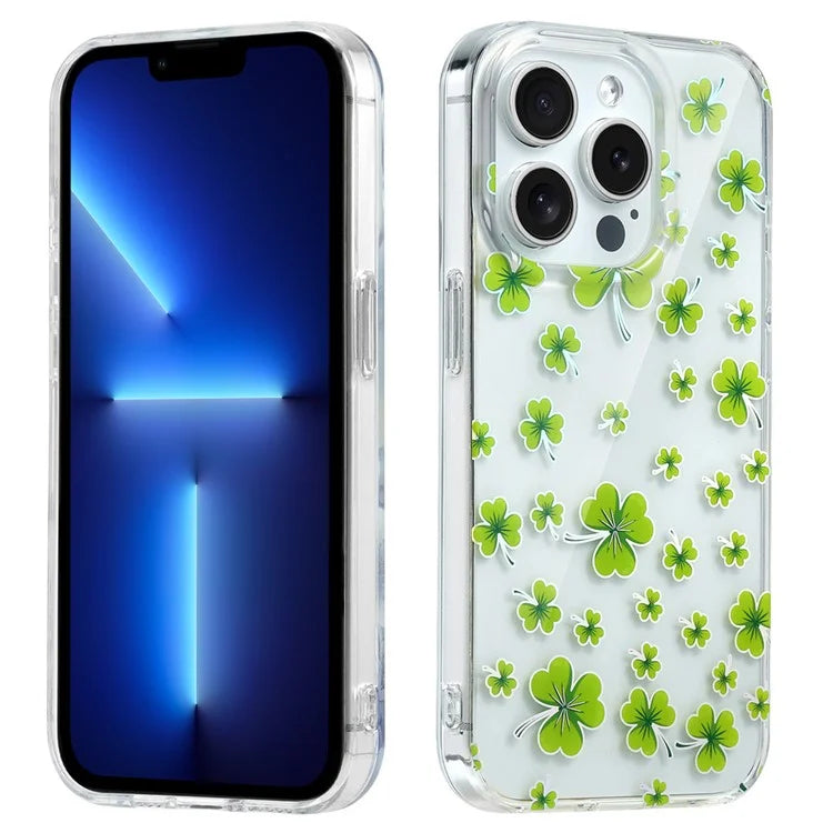 For iPhone 13 Pro Max Phone Case Transparent Cover Flower Pattern Printing