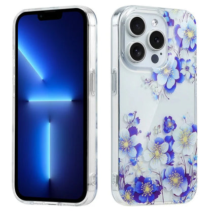 For iPhone 13 Pro Max Phone Case Transparent Cover Flower Pattern Printing