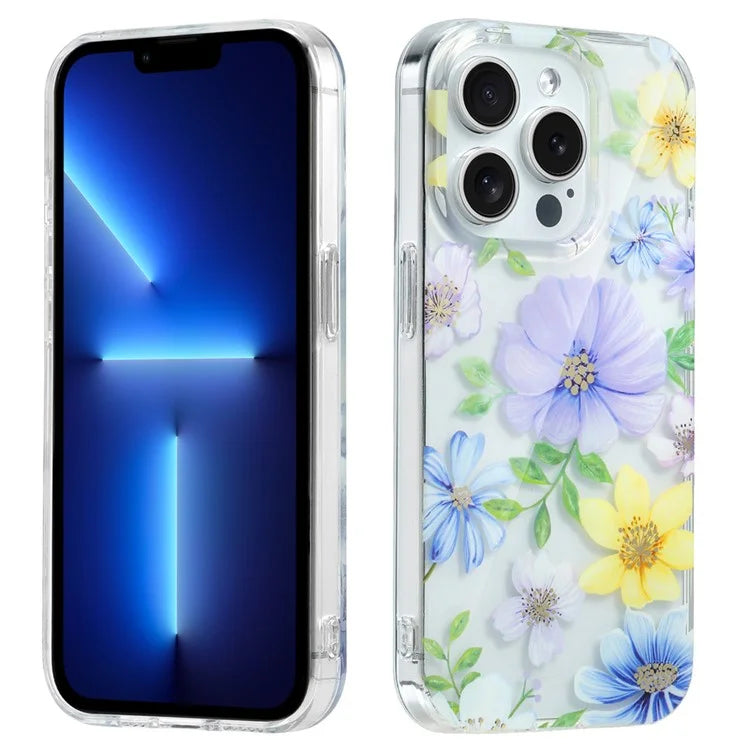 For iPhone 13 Pro Max Phone Case Transparent Cover Flower Pattern Printing