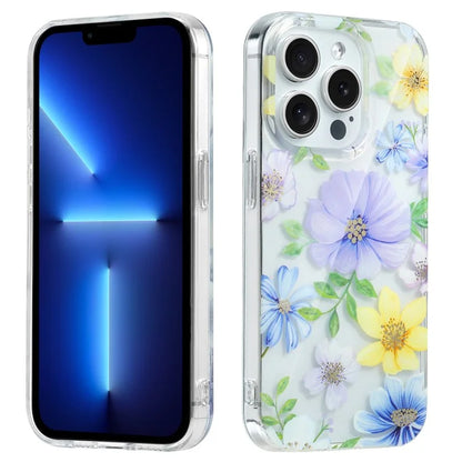 For iPhone 13 Pro Max Phone Case Transparent Cover Flower Pattern Printing