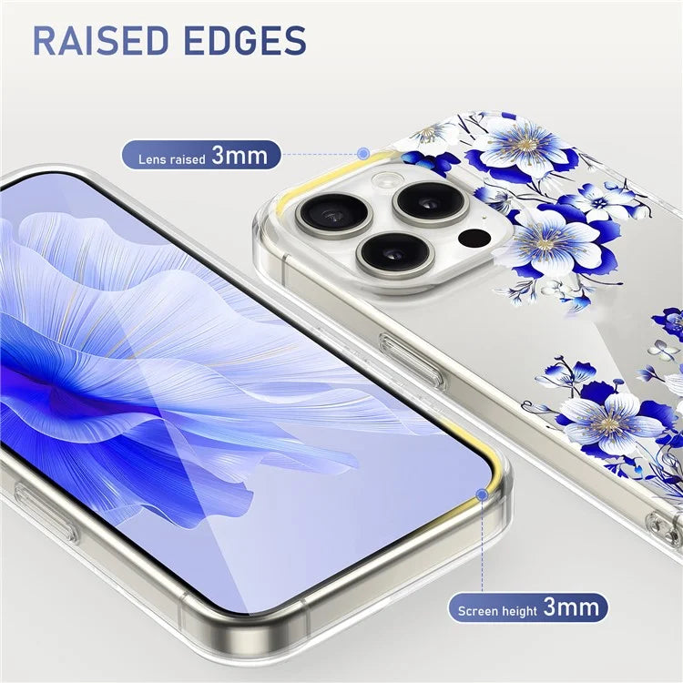 For iPhone 13 Pro Max Phone Case Transparent Cover Flower Pattern Printing