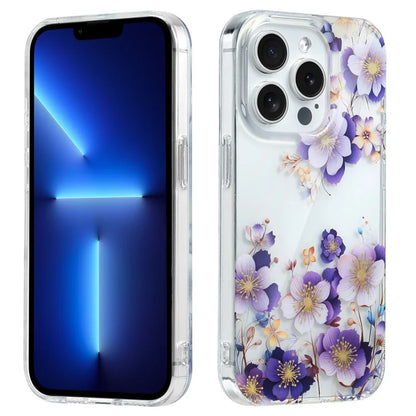 For iPhone 13 Pro Max Phone Case Transparent Cover Flower Pattern Printing