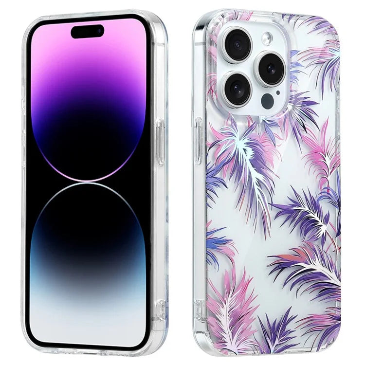 For iPhone 14 Pro Clear Case Floral Pattern Phone Cover PC+TPU