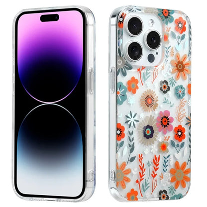 For iPhone 14 Pro Clear Case Floral Pattern Phone Cover PC+TPU