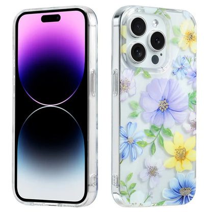 For iPhone 14 Pro Clear Case Floral Pattern Phone Cover PC+TPU