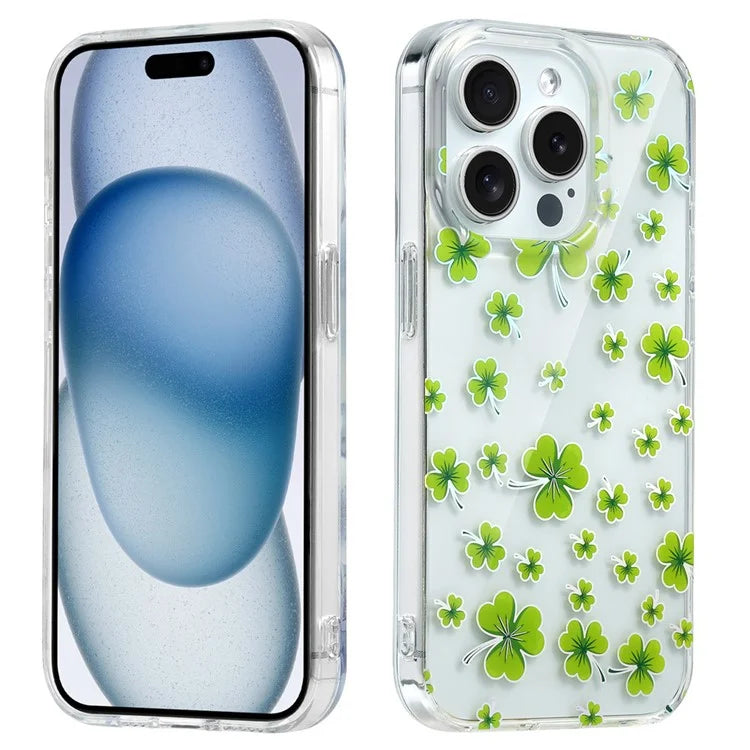 For iPhone 15 Pro Max Phone Case Floral Pattern Transparent Phone Cover
