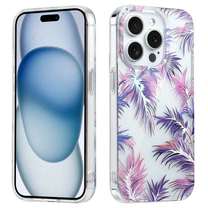 For iPhone 15 Pro Max Phone Case Floral Pattern Transparent Phone Cover