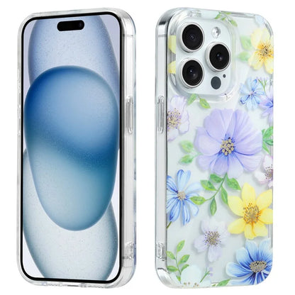 For iPhone 15 Pro Max Phone Case Floral Pattern Transparent Phone Cover