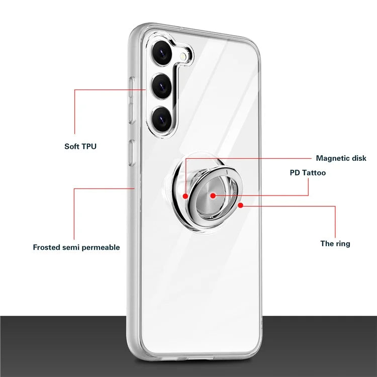 For Samsung Galaxy S24 Phone Case Kickstand Clear TPU Cover Support Car Mount