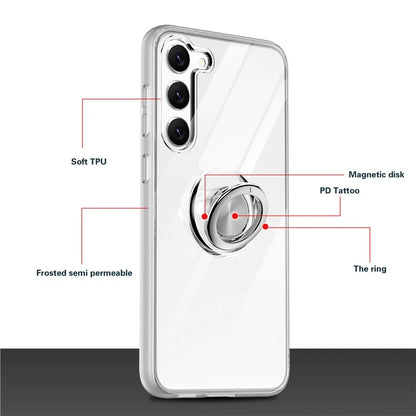 For Samsung Galaxy S24 Phone Case Kickstand Clear TPU Cover Support Car Mount