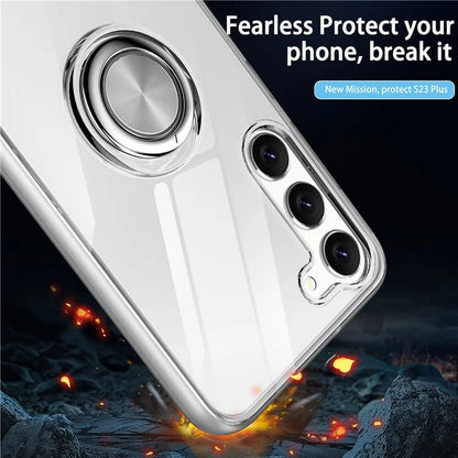 For Samsung Galaxy S24 Phone Case Kickstand Clear TPU Cover Support Car Mount