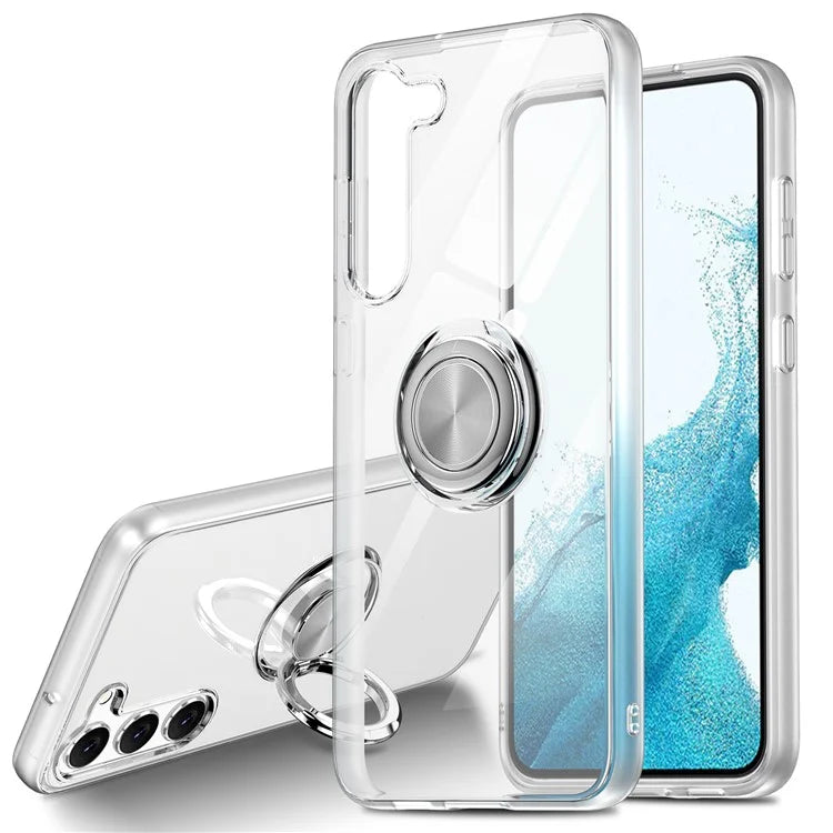 For Samsung Galaxy S24 Phone Case Kickstand Clear TPU Cover Support Car Mount