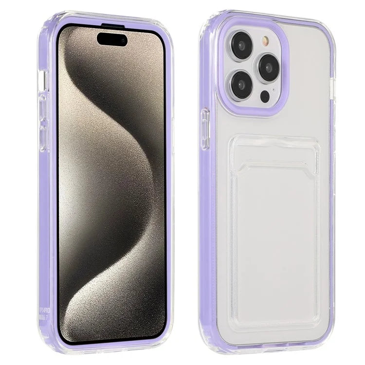 For iPhone 15 Pro Clear Card Slot Case TPU + PC Protective Phone Cover