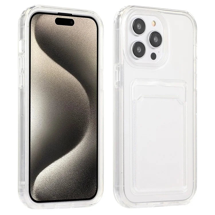 For iPhone 15 Pro Clear Card Slot Case TPU + PC Protective Phone Cover