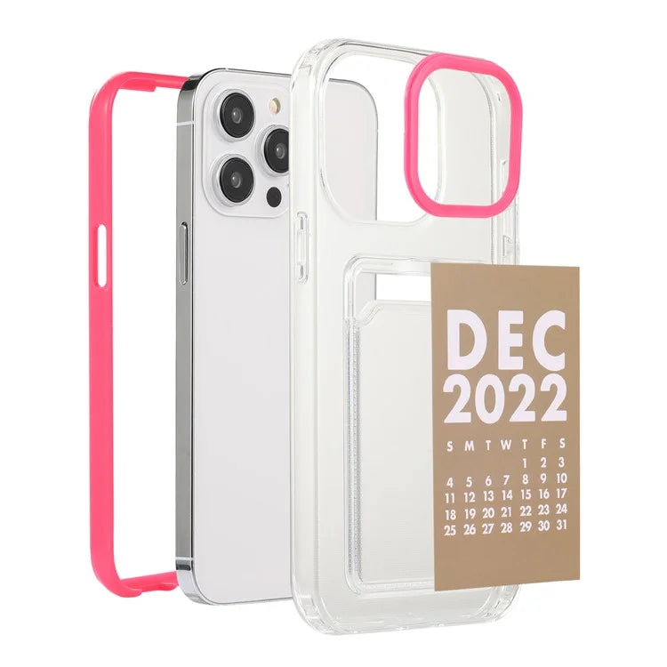 For iPhone 15 Pro Clear Card Slot Case TPU + PC Protective Phone Cover