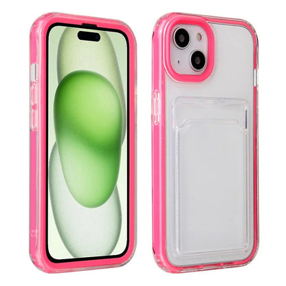 For iPhone 15 Case with Card Holder Slot TPU + PC Anti-Drop Protective Phone Cover