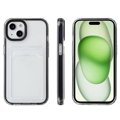 For iPhone 15 Case with Card Holder Slot TPU + PC Anti-Drop Protective Phone Cover