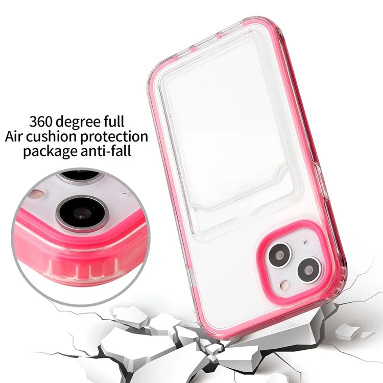 For iPhone 15 Case with Card Holder Slot TPU + PC Anti-Drop Protective Phone Cover
