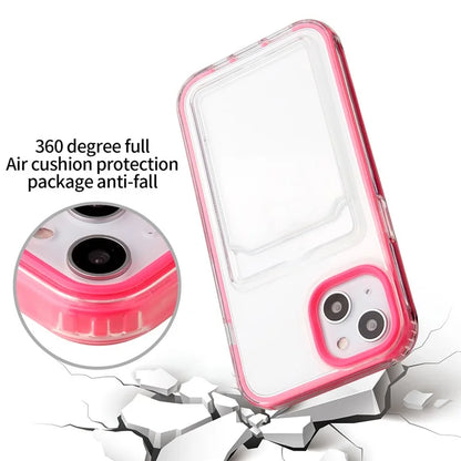 For iPhone 15 Case with Card Holder Slot TPU + PC Anti-Drop Protective Phone Cover