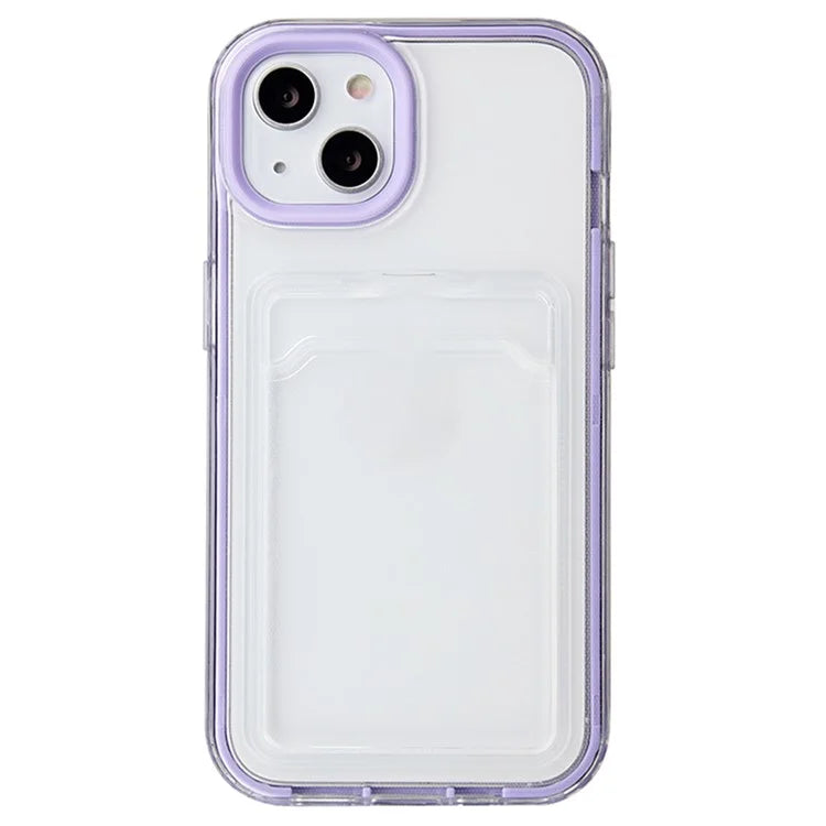 For iPhone 15 Case with Card Holder Slot TPU + PC Anti-Drop Protective Phone Cover