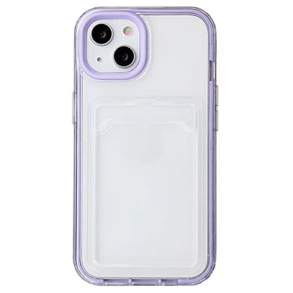 For iPhone 15 Case with Card Holder Slot TPU + PC Anti-Drop Protective Phone Cover