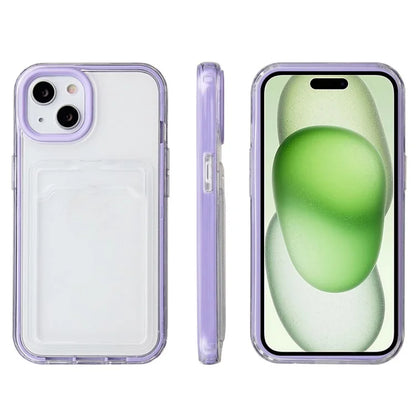 For iPhone 15 Case with Card Holder Slot TPU + PC Anti-Drop Protective Phone Cover