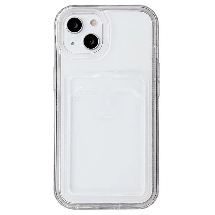 For iPhone 15 Case with Card Holder Slot TPU + PC Anti-Drop Protective Phone Cover