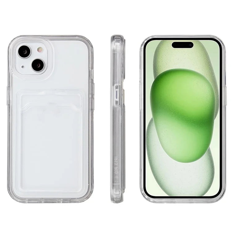For iPhone 15 Case with Card Holder Slot TPU + PC Anti-Drop Protective Phone Cover