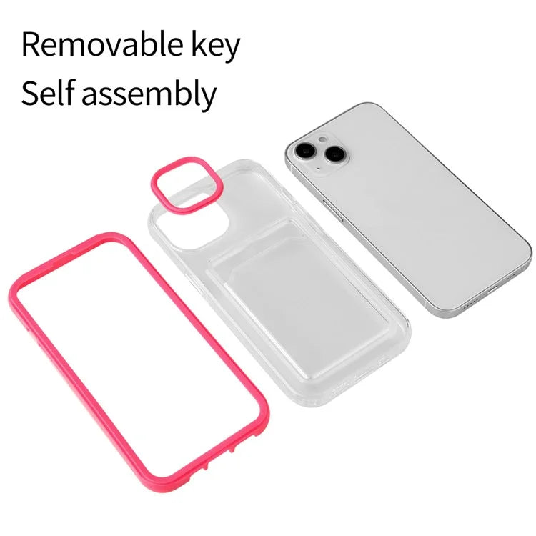 For iPhone 15 Case with Card Holder Slot TPU + PC Anti-Drop Protective Phone Cover