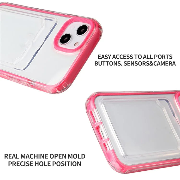 For iPhone 15 Case with Card Holder Slot TPU + PC Anti-Drop Protective Phone Cover