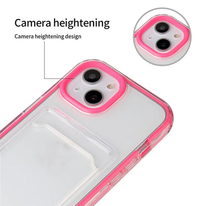 For iPhone 15 Case with Card Holder Slot TPU + PC Anti-Drop Protective Phone Cover