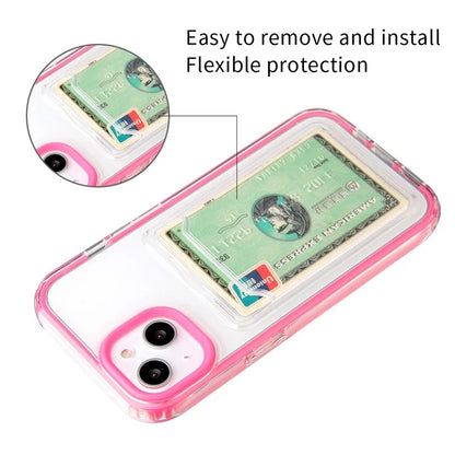 For iPhone 15 Case with Card Holder Slot TPU + PC Anti-Drop Protective Phone Cover